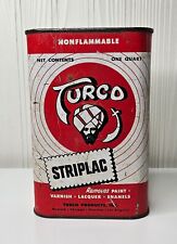 Vintage Turco Striplac Varnish Can 1 Quart Tin Advertising Piece NO TOP picture