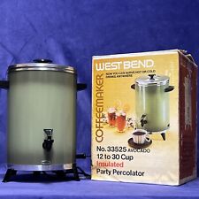 Vintage West Bend Avocado 30 Cup Coffee Percolator 60s w/ Original Box & Manuals picture