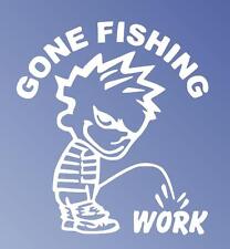 Gone Fishing Calvin Peeing Window Sticker Decal picture