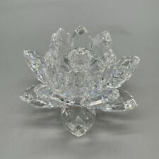 Swarovski Set Of 2 Faceted Crystal Lotus Flower Footed Candle Holder picture
