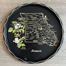 Vintage Missouri State Souvenir Plate Tin Metal Tray Painted Black Gold 11in picture