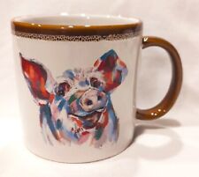 Mainstays Modern Farm Pig Coffee Mug Cup Ceramic Pig Portrait Stoneware Mug picture