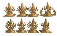 Brass Ashthalakshmi Set Goddess Laxmi Ji Lakshmi Idol Statue Set 8, 4x3x5 Inch picture