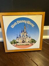 Vintage Disney Ceramic Tile Wood Frame Trivets Cinderella Castle Rare HTF picture