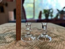 VINTAGE Pair Of 5” Crystal Glass Clear Candlesticks picture
