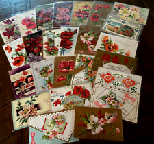Colorful Lot of 25 Antique GREETINGS POSTCARDS with POPPIES~POPPY FLOWERS ~k423 picture