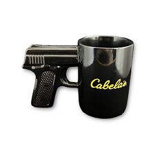 Cabela's Pistol Grip Coffee Mug Ceramic Hand Gun Handle Novelty Cup Black Yellow picture