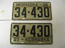 1937 37 1939 39 Nebraska NB License Plate Pair 34-430 Fillmore County picture