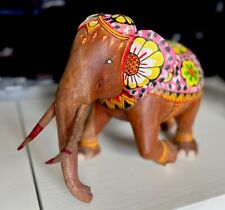 Beautiful Wooden elephant ornament Hand Crafted Hand Painted 8inch picture