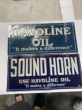 Vintage Tin Signs. Petroliana Collectible. Havoline Oil. (2) Original Signs picture