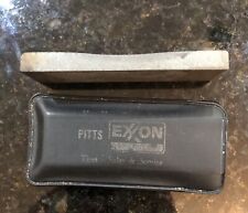 Vintage Exxon Oil Gas Service Station Pocket Knife Wet Stone Sharpener w/ Case picture