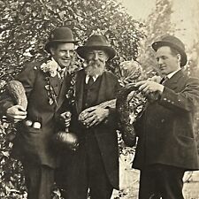 Antique RPPC Real Postcard Charming Men Showing Off Vegetable Squash Pumpkin picture