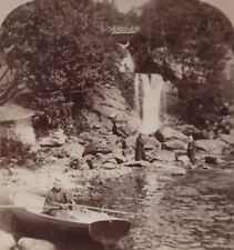 1898 SCOTLAND INVERSNAID FALLS LOCH LOMOND WOMAN BOATING JARVIS STEREOVIEW 33-73 picture