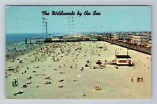 Wildwood by-the-sea NJ-New Jersey, Beach & Fun Pier, Vintage Souvenir Postcard picture