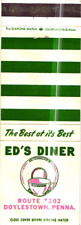 Ed's Diner The Best of It's Best Doylestown, Penna Vintage Matchbook Cover picture
