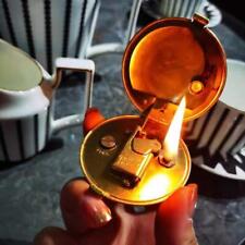 Unusual Lady Lighter Handmade Brass Compact Round Semi-automatic Kerosene Lighte picture