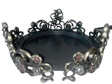 Partylite Jewel 3 wick candle Holder Pewter Floral Scroll  8