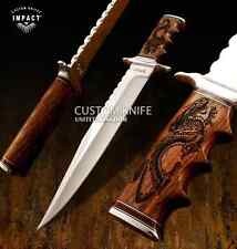 IMPACT CUTLERY CUSTOM FULLER BOWIE KNIFE ENGRAVED BURL WOOD HANDLE- 1718 picture