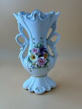 Vintage Lefton 3D Wild Flower Double Handled Vase Floral Garden Porcelain 7