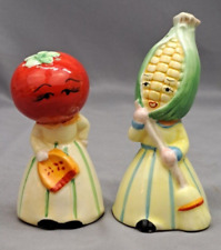 Vintage Anthropomorphic Vegetable Corn & Tomato Salt & Pepper Shakers picture