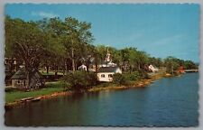 Orland ME Maine Village Homes Along Narramissic River Deckled Edge Postcard picture
