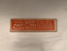 Zubian Sealing Wax The Dicks Pontus Co. Dayton Ohio Vintage Nice Box & Wax picture