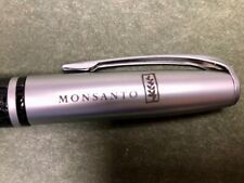 Vintage Monsanto Rollerball Pen - Matte Silver and Black Leather - Blue Ink picture