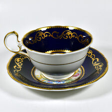 Aynsley English Bone China Cobalt Blue and Gold Floral Teacup & Saucer picture