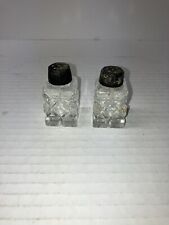 Vintage 70s Square Crystal Cube Salt and Pepper Shakers picture