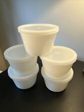 Retro Glassbake Milk Glass Custard Ramekin Baking Cups With Lids. Lot # 5 VTG picture