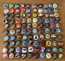 HUGE Lot of 100 Buttons Pins 80's 90's Vintage Style Funny Miscellaneous Lot #13 picture