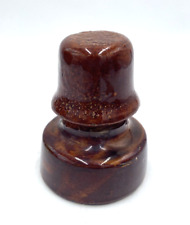 Vtg Brookfield “B” Ceramic Porcelain Insulator Brown 4.25” Stamped Country core picture