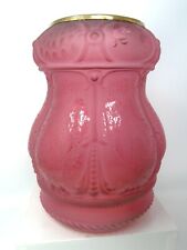 Vintage Victorian Etched Red Cranberry Glass Lamp Shade Chimney picture