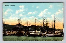 Honolulu HI-Hawaii, Harbor Docks, Ships -Antique Souvenir Vintage c1910 Postcard picture
