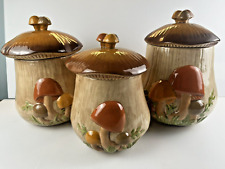 Vintage 1970’s Arnel’s Mushroom 3 piece Canister Set With Lids picture