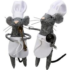 Primitives By Kathy Felt Mouse Ornament Kitchen Mice Set 2 Chef Critter Cook  picture