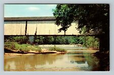 Rockville IN Indiana, Mansfield Covered Bridge Vintage Souvenir Postcard picture