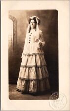 Vintage UTICA, New York Photo RPPC Postcard Woman in Homemade Dress Fashion picture