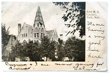 Postcard YORK NE FIRST M.E. CHURCH Nebraska Litho PD 1907 Streetview picture