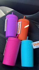 Dunkin 2024 22oz All Silicone Sipper Set Of 4 Blue Orange Pink Purple NWT picture