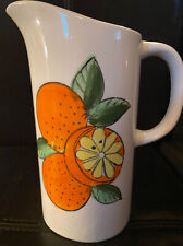 Vintage mid century Ceramic orange juice pitcher 5 1/4”x7” picture