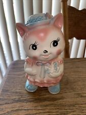 Vintage Inarco Kittie Cat # 4943 Japan Planter Long Eyelashes Pink blue READ picture