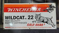 WINCHESTER WILDCAT PORCELAIN ENAMEL SIGN 48 X 24 INCHES picture