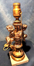 Vintage Victorian Revival Brass Cherub Table Lamp with Marble Base | Excellent picture
