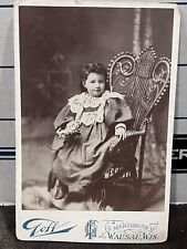c1880 Beautiful Little Girl Holding Flowers Wausau Wisconsin WI Cabinet Card picture
