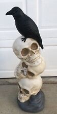 2024 Cracker Barrel Exclusive 3ft Skull Bones & Raven Halloween Blow Mold New picture