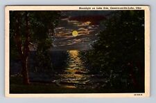 Geneva On The Lake OH-Ohio, Moonlight On Lake Erie, Vintage c1954 Postcard picture
