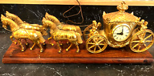 1940’s Vintage United Corp Goldtone Metal Model 640 Horse and Carriage Clock picture