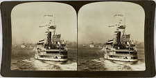 White, Stereo, a holiday in New York, excursion steamers going up the harbor wine picture