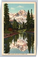 Mount Rainier National Park, Mirror Lake, Series #75, Vintage Souvenir Postcard picture